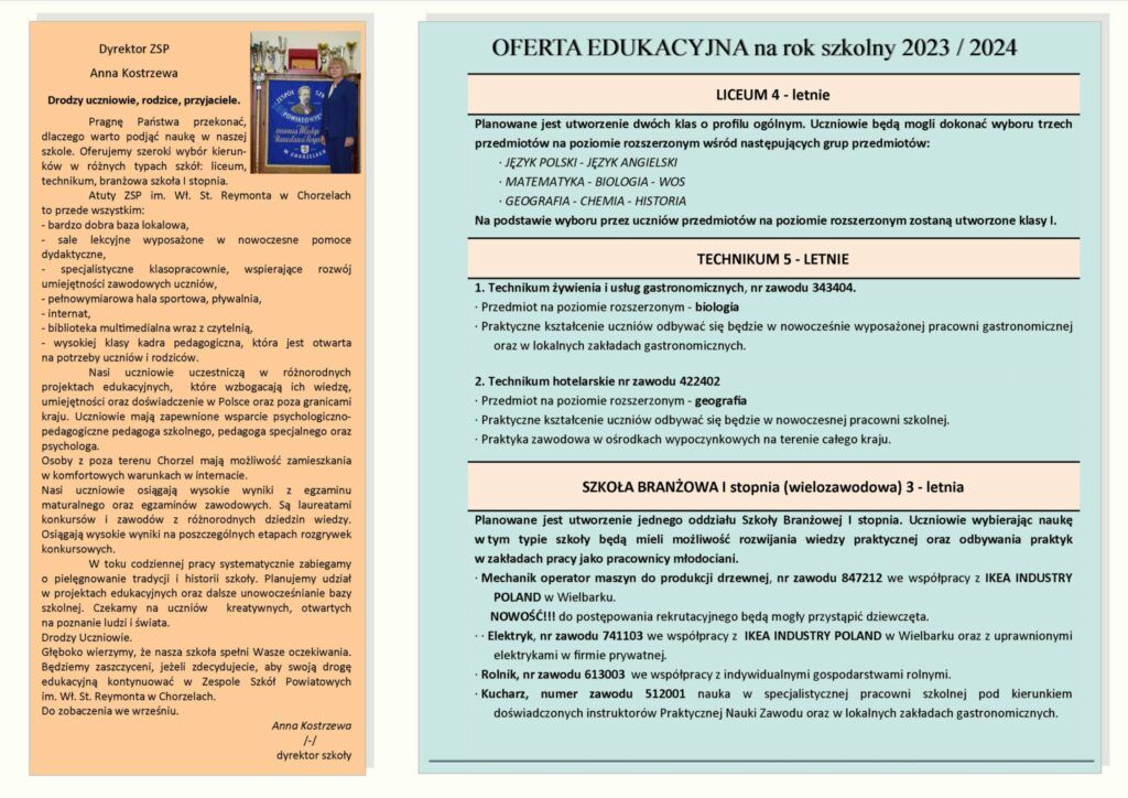 Oferta edukacyjna na rok szkolny 2022/2023 1